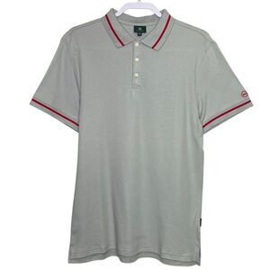 AG Adriano Goldschmied Polo Shirt Mens M Gray Red Short Sleeve Golf Preppy